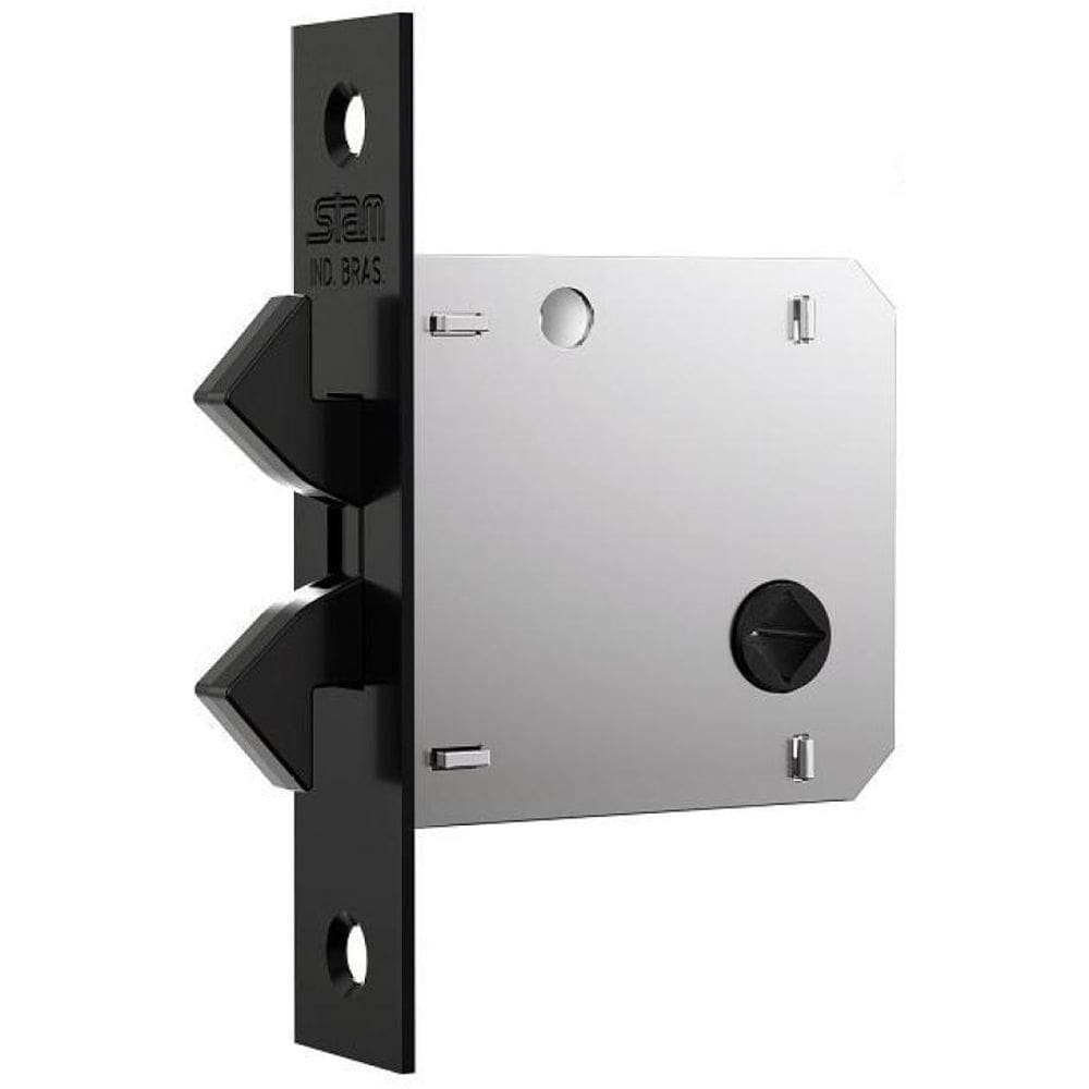 Fechadura Porta Correr Banheiro Wc Stam 1006S Preta Preto