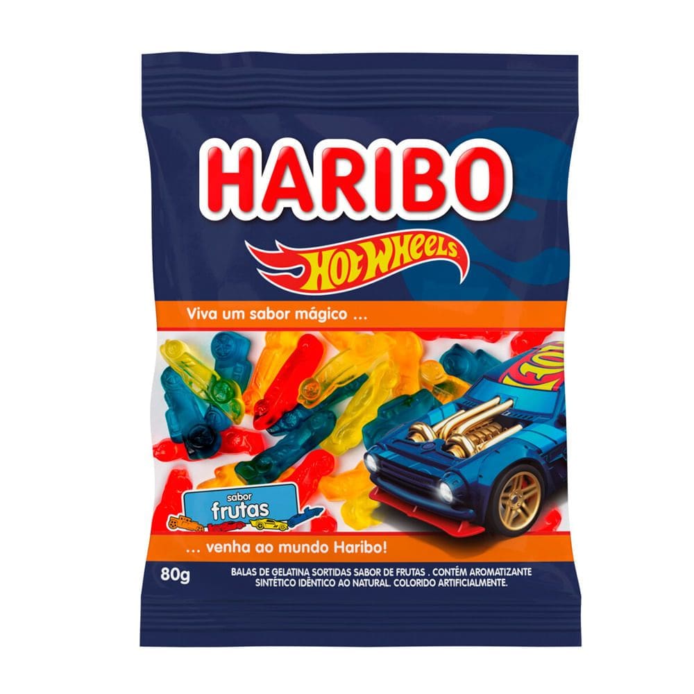 Balas de Gelatina Haribo Hot Wheels Frutas 80g