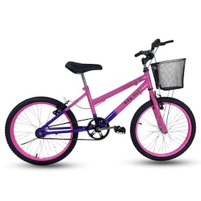 Bicicleta Infantil Passeio Aro 20 Cesta Feminina Rosa /Lilás