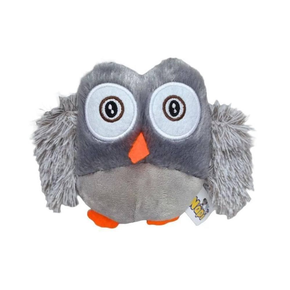 Brinquedo Pet Mordedor Coruja Cinza De Pelúcia Apito Sonoro