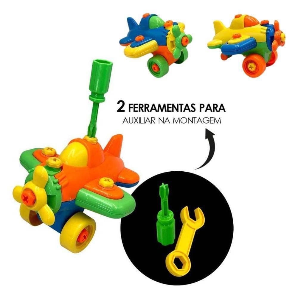 Avião Monta E Desmonta Brinquedo Infantil Inclui Ferramentas