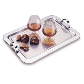 Bandeja Retangular Com Alça 42cm Aço Inox Servir Café Chá