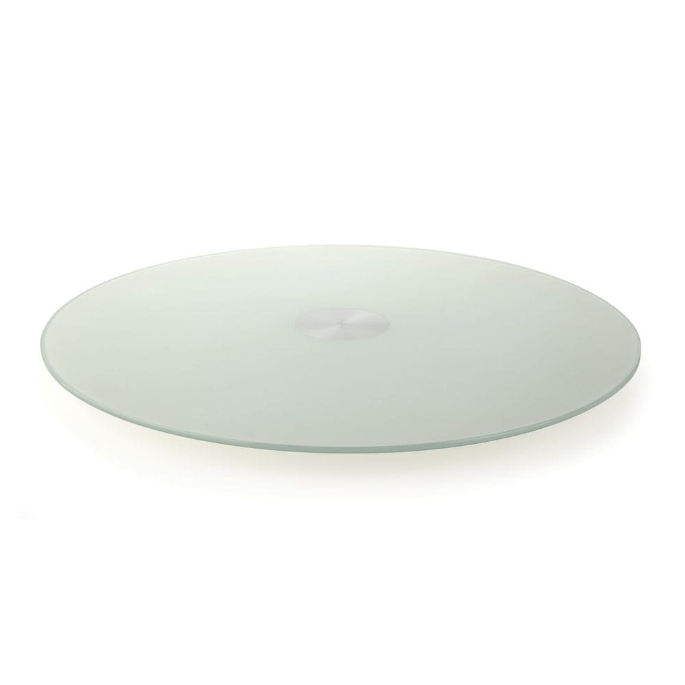 Centro de Mesa Giratório 70cm Branco Perolizado Vidro Forma
