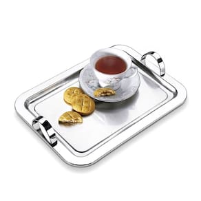 Bandeja Retangular Com Alça 34,5cm Aço Inox Servir Café Chá