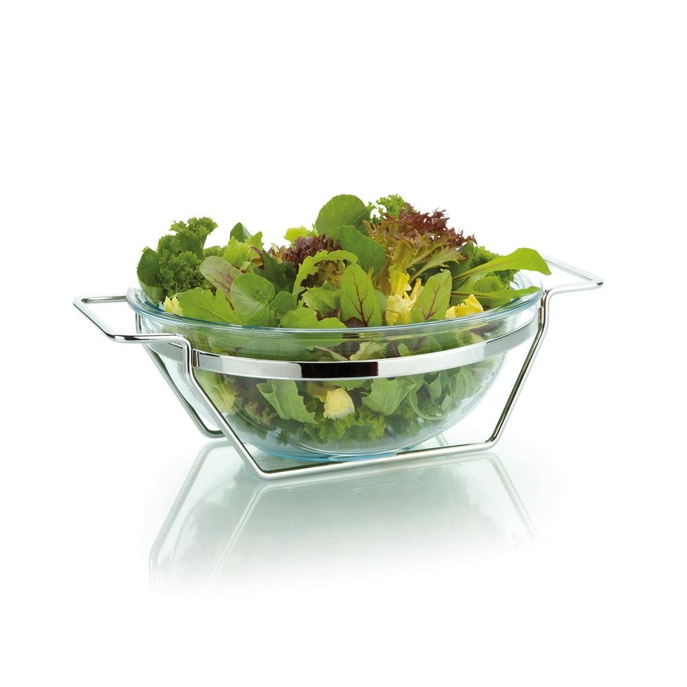 Saladeira Redonda de Vidro 3L Suporte de Aço Andrea Forma