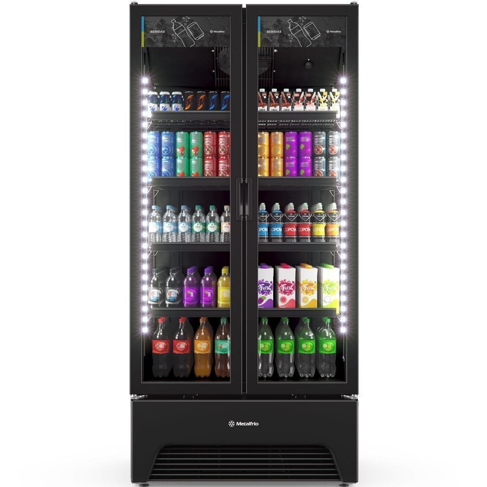 Refrigerador Expositor Optima All Black Porta Dupla Slim 752 Litros VB70AH Metalfrio 220V