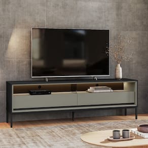 Rack Industrial Fusion para TV até 65 Polegadas 2 Gavetas 180cm com Iluminação em Led - Olivar Móveis