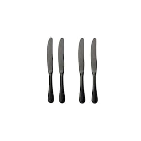Faca de Sobremesa Preto Talher Inox Jogo 4un