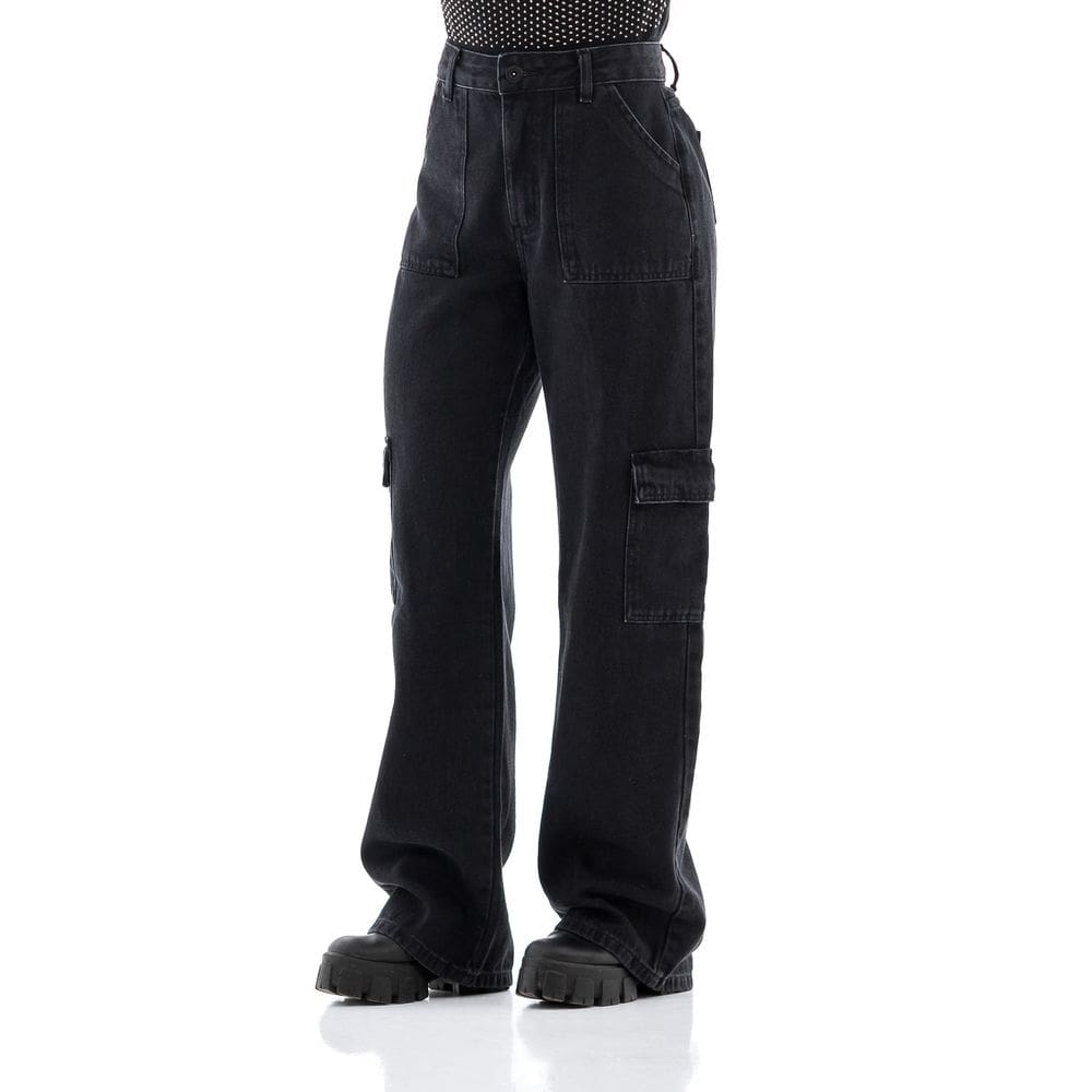 Calça Jeans Feminina Arauto Wide Cargo