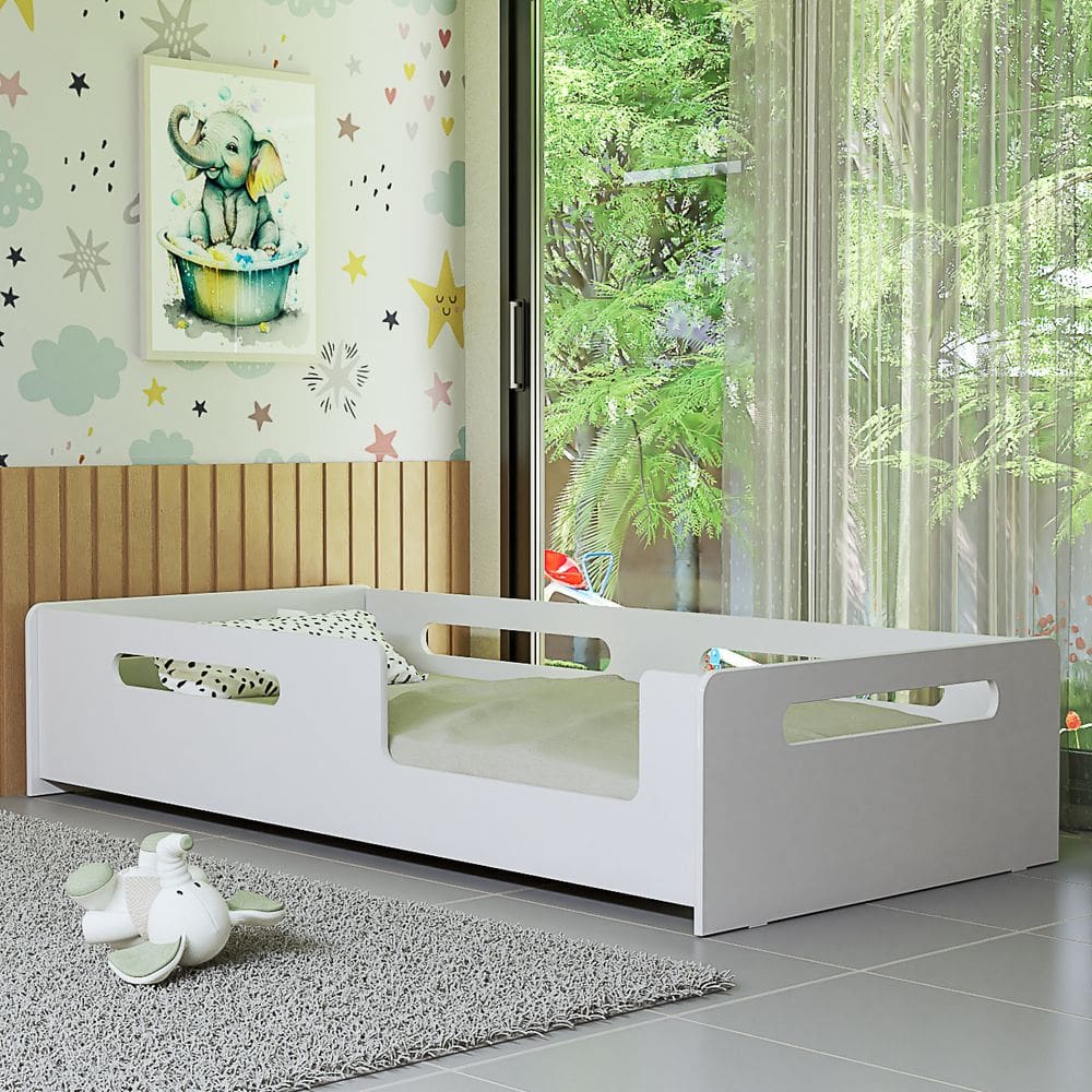 Cama Montessoriana Solteiro Alta Resistencia Grades Laterais