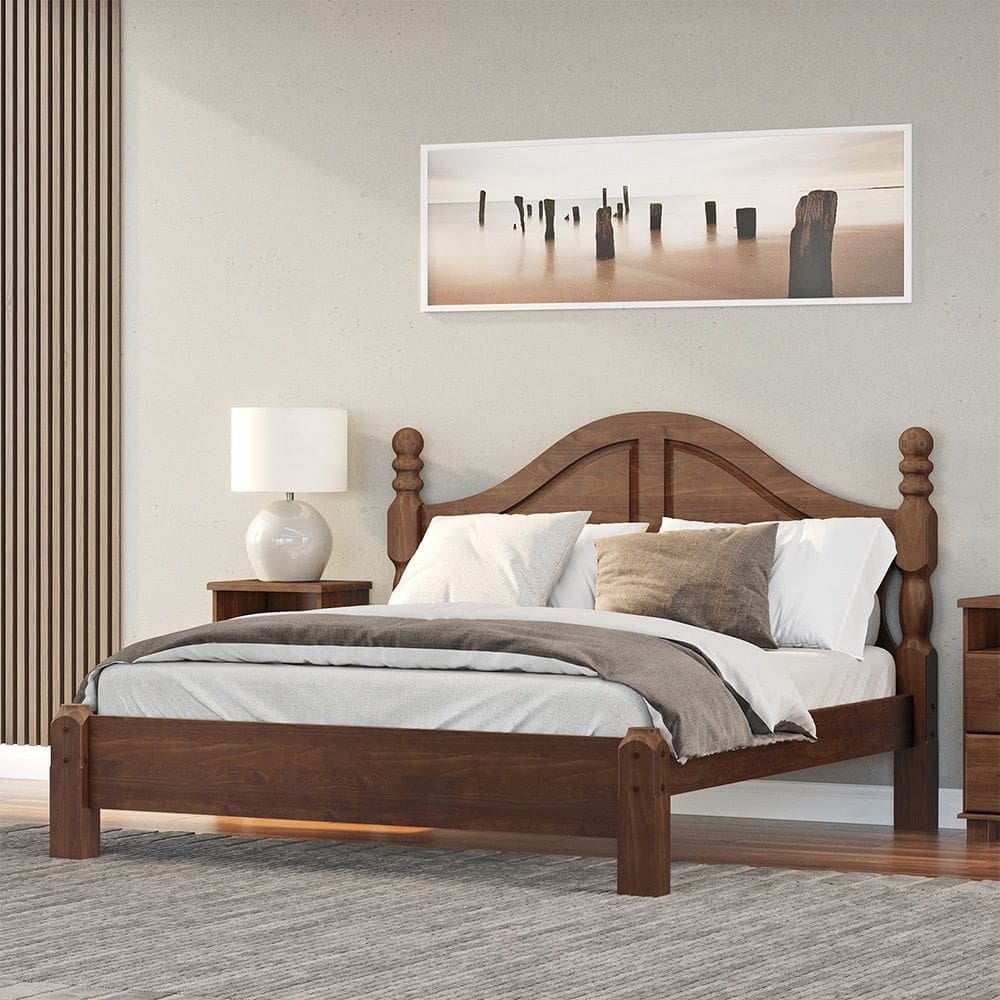 Cama Casal Queen Clássica 1,60 Linha Ouro Madeira Maciça 2260WN Café Finestra