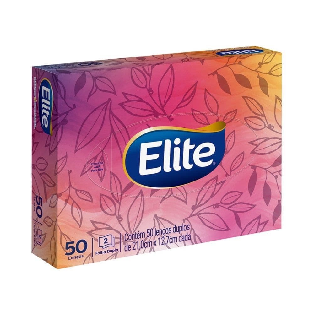 Lenço de Papel Elite Folha Dupla - 60 Embalagem com 50 Unidades