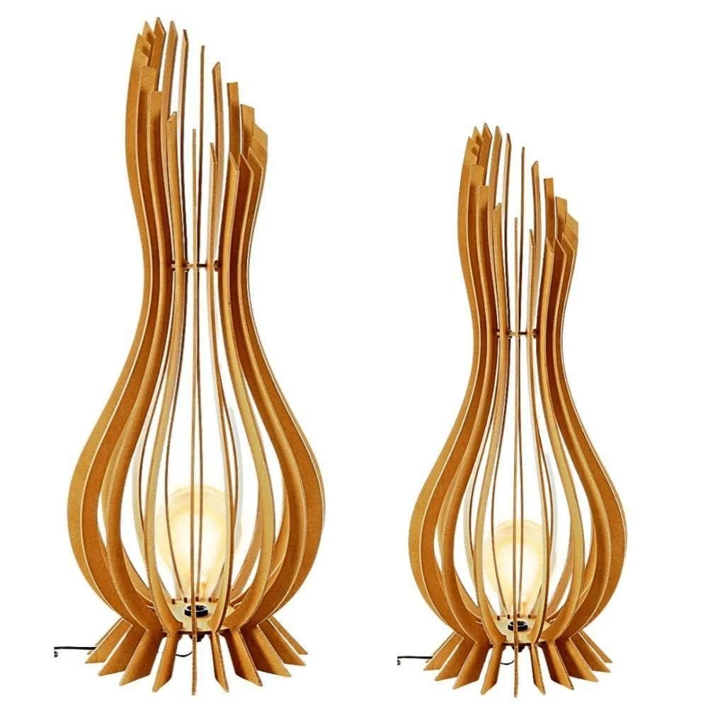 Abajur Grande De Chão Ana Maria Mdf Luminária - Tamanho Kit Com 2 - 90x28cm E 75x23cm