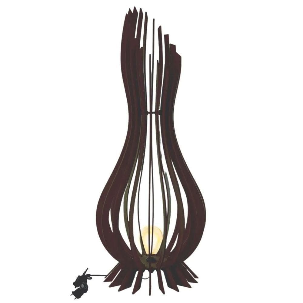 Abajur Grande De Chão Ana Maria Mdf Luminária - Marrom Tamanho 90x28cm
