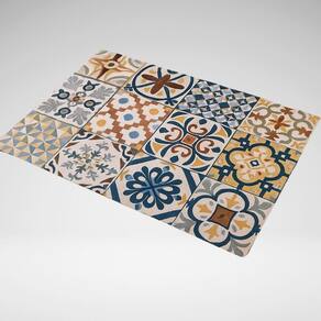 Tapete Porta Entrada Decorativo Antiderrapante 65X45 Azulejo