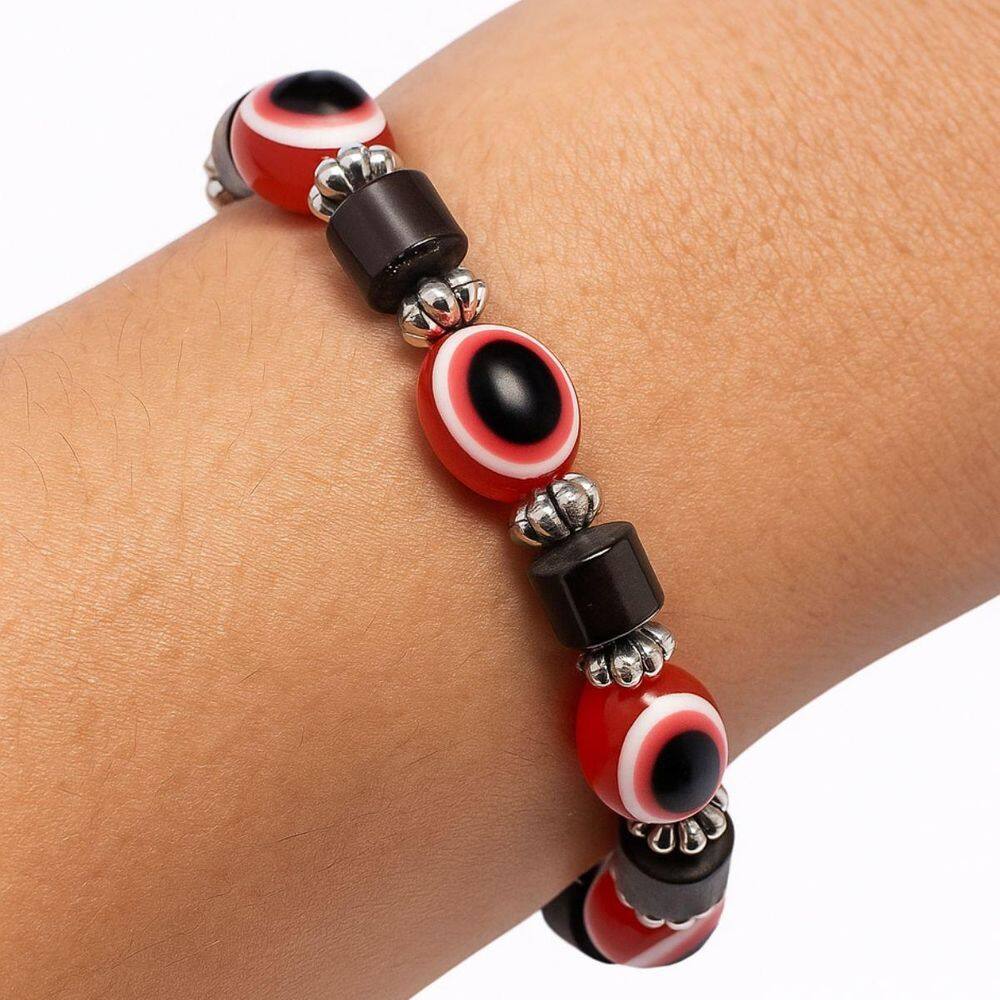 Pulseira Olho Grego Vermelha Pedra Natural Inveja Mal Olhado