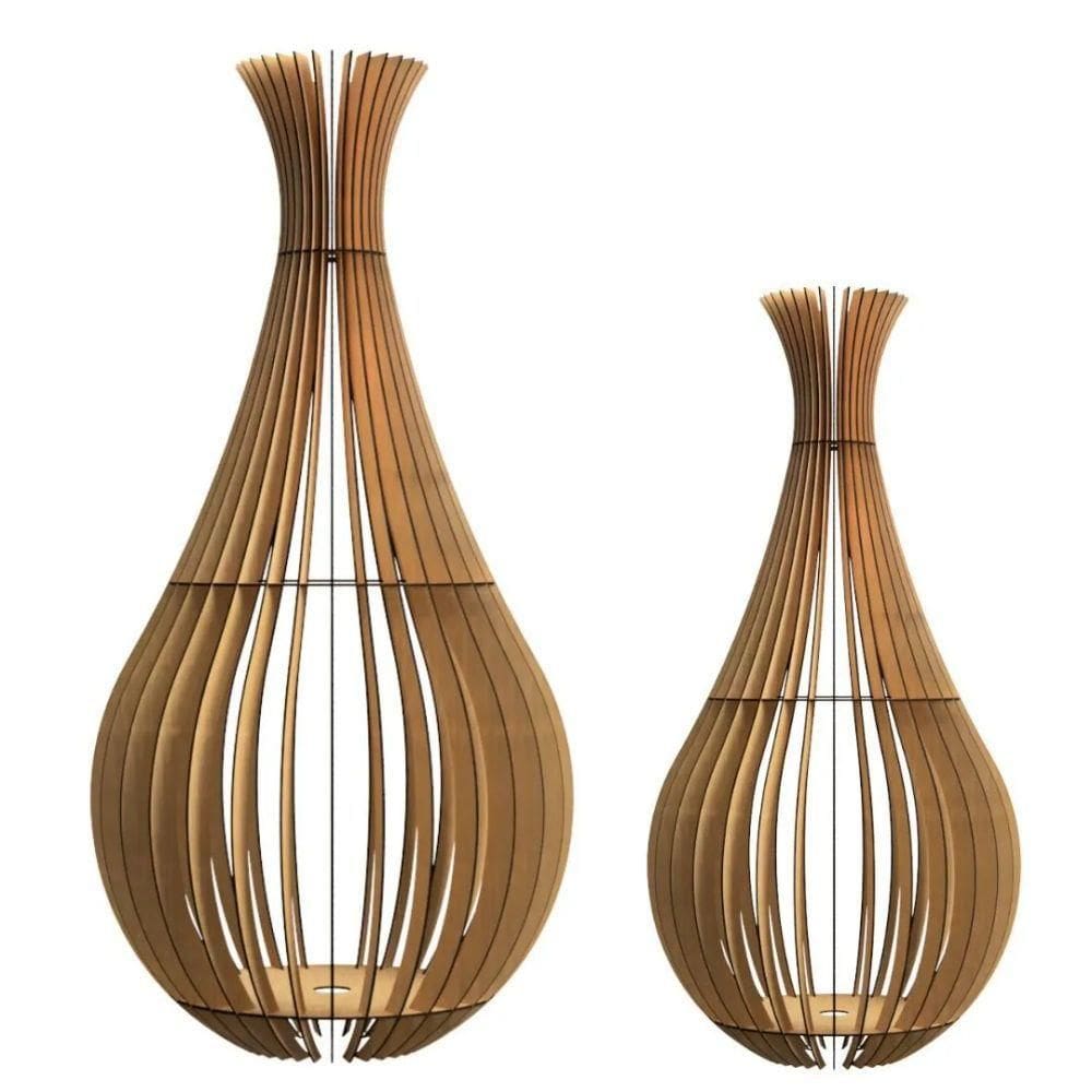 Abajur Grande De Chão Gotas De Orvalho Mdf Luminária - MDF Kit Com 2 - 90x40cm E 75x40cm