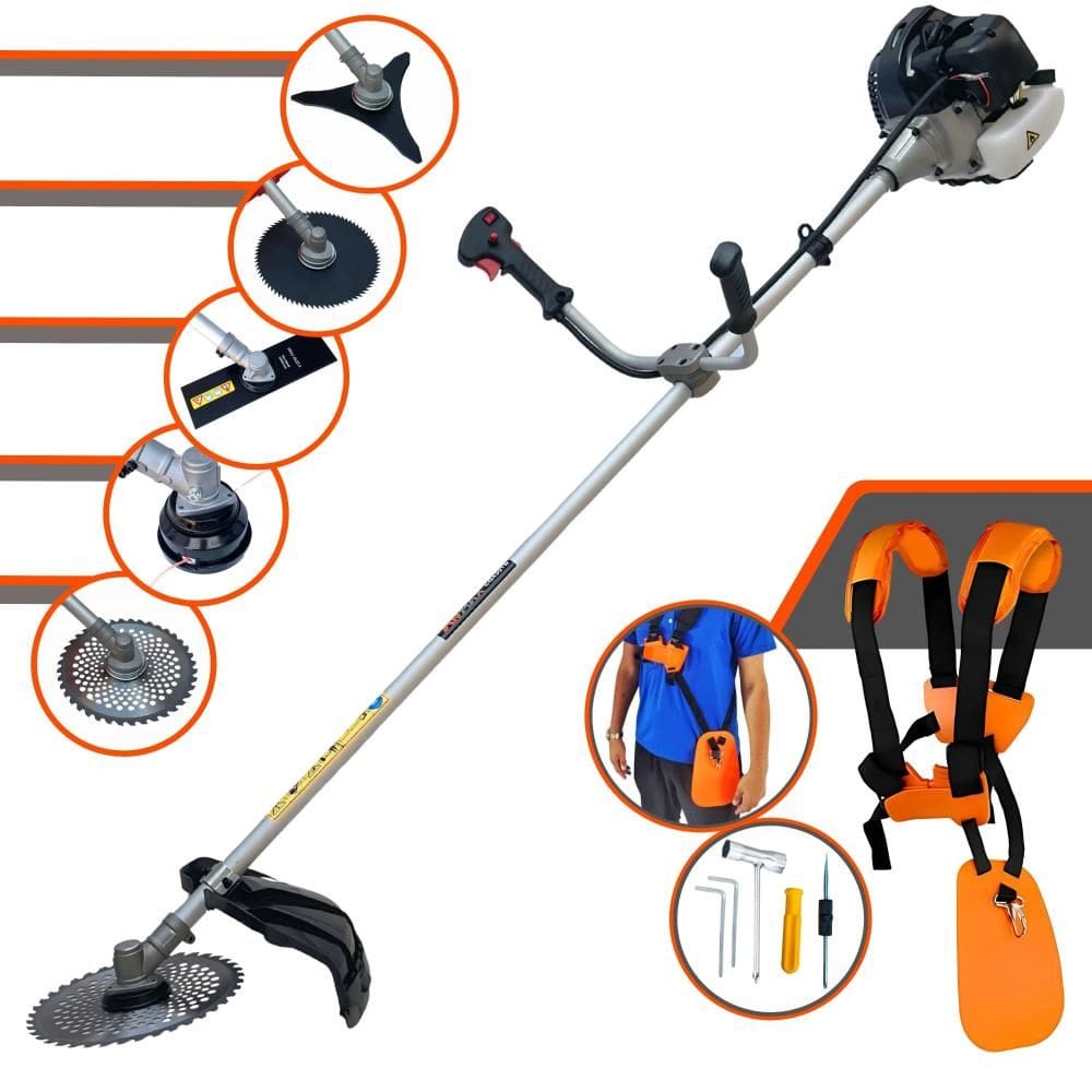 Roçadeira Lateral Anmax CG430B À Gasolina Motor 2T 43cc 1,7HP 12.000rpm Robusta e de Alta Performance Com Carretel de Nylon e Kit 4 Lâminas de Cortes