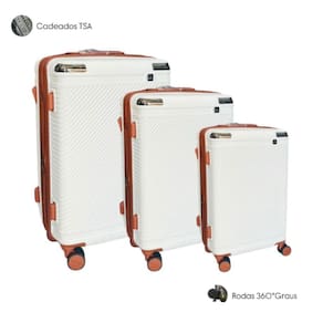 Conjunto de malas POLICARBORNATO 10KGS + 23KGS + 32KGS Modelo Berlim Giratória 360° Expansiva