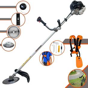 Roçadeira Aparador de Grama À Gasolina Anmax CG430B 43cc 1,7HP 12.000rpm Com Carretel e Faca 2 Pontas + Faca 40 Dentes + Escova Circular de Aço