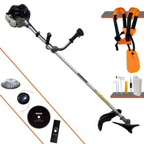 Roçadeira Cortador de Grama CG430B Anmax À Gasolina 2T 43cc 1,7HP 12.000rpm Com Carretel + Faca 2 Pontas + Faca 80 Dentes + Escova de Aço 38 Cerdas