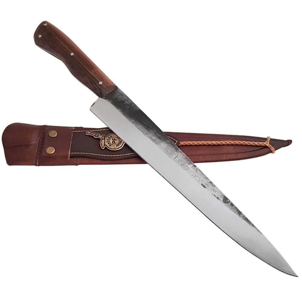 Faca Gaúcha Bruta 10` Para Churrasco Aço Carbono 1070 Cabo Guajuvira Brut Forj Artesanal