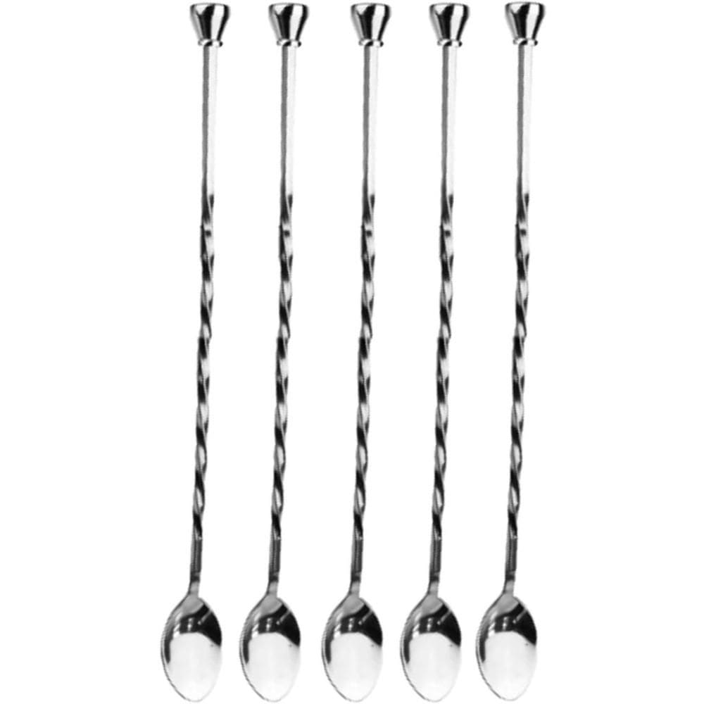 Kit 5 Colheres Bailarina Inox 29cm Coquetel Sucos Drinks Restaurante Bar Attuale Plasvale
