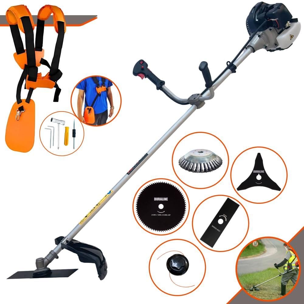 Roçadeira Anmax CG430-B À Gasolina 2 Tempos 43cc 1,7HP Completa Com Carretel de Nylon + Faca 2 Pontas + Faca 3 Pontas + Faca 80 Dentes + Escova de Aço