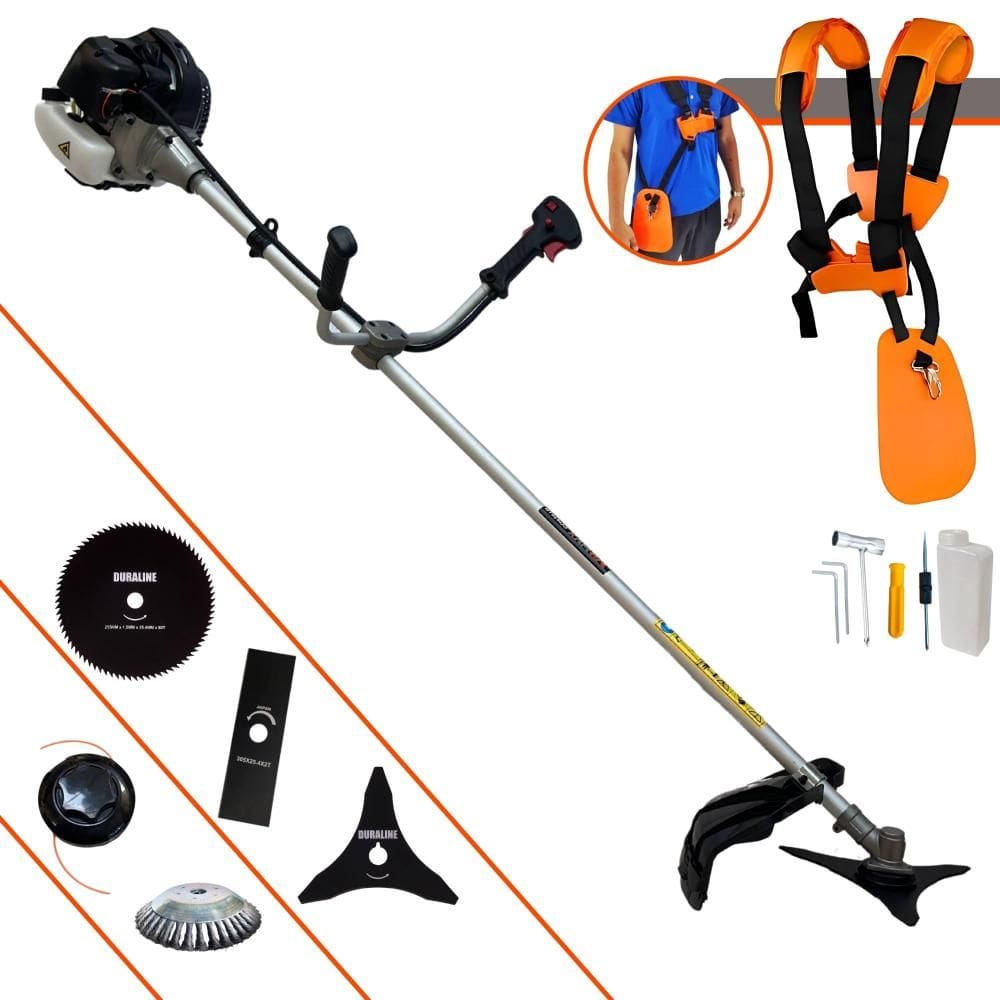 Roçadeira Lateral CG430B Anmax À Gasolina 43cc 1,7HP 12000rpm Com Carretel + Faca 2 Pontas + Faca 3 Pontas + Faca 80 Dentes + Escova de Aço 38 Cerdas