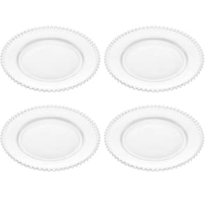 Conjunto 4 Pratos Rasos de Jantar em Cristal Wolff Pearl 28c