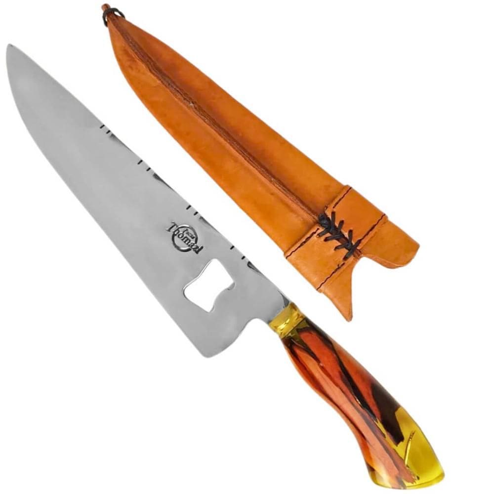 Faca Grossa Picanheira 4mm 10` Cabo Híbrido Artesanal Aço In