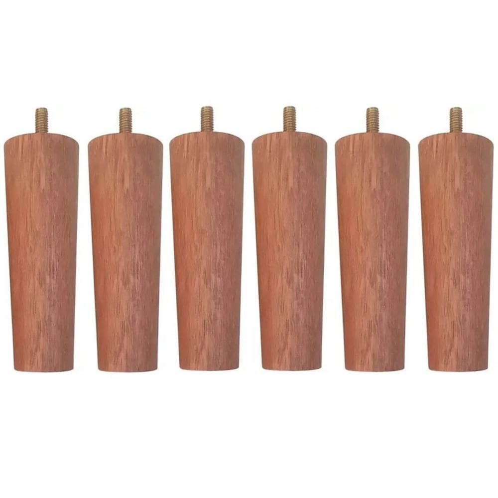 Conjunto 6 Pés Fixos para Cama Box Casal Solteiro Móveis 13cm Mel Dimader