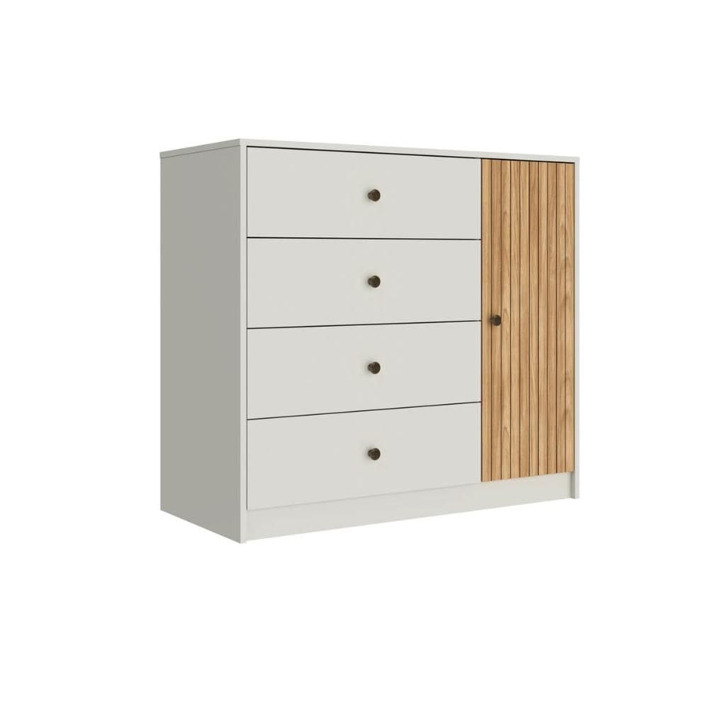 Cômoda 4 Gavetas e 1 Porta MDP Mel Off White 100x45x90cm MB