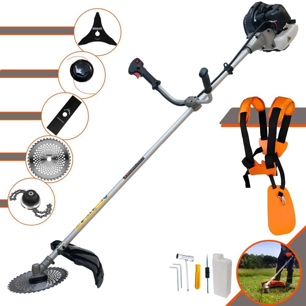 Roçadeira Lateral Anmax CG430-B À Gasolina 43cc 1,7HP de Potência 12.000rpm Com Carretel + Faca 2 Pontas + Faca 3 Pontas + Faca 40 Dentes + Trimmer