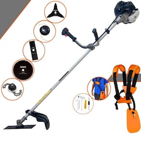 Roçadeira Profissional Completa Anmax CG430B À Gasolina 2T 43cc 12.000rpm 1,7HP de Potência Com Kit 3 Lâminas de Corte, Trimmer e Carretel de Nylon