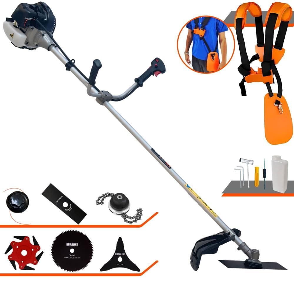 Roçadeira Profissional À Gasolina CG430-B 43cc 1,7HP C/ Carretel e Lâmina Facão + EXTRA Lâmina 3 Pontas, Lâmina 6 Pontas, Lâmina 80 Dentes e Trimmer