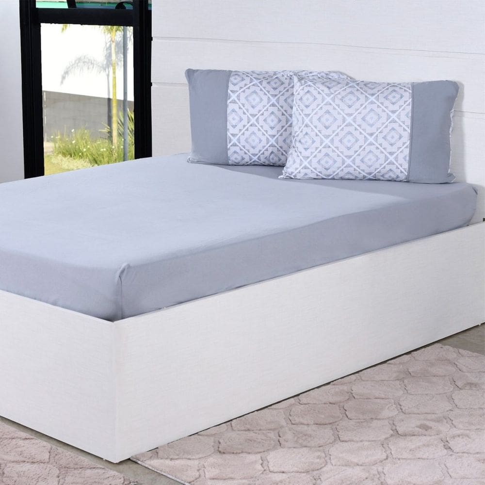 Jogo de Cama Casal 4 Pçs Malha Premium 145g/m² 100% Algodão 138x188x30cm