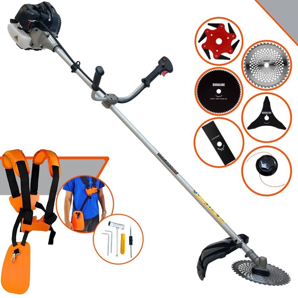 Roçadeira Completa Anmax CG430B À Gasolina 43cc 1,7HP Com Carretel + Faca 2 Pontas + Faca 3 Pontas + Faca 6 Pontas + Faca 40 Dentes + Faca 80 Dentes
