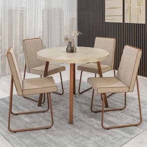 Conjunto Sala de Jantar 4 Cadeiras Piemonte Carraro Petra e Rosê