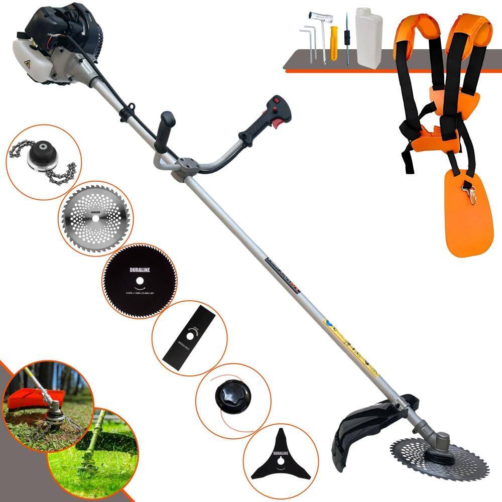 Aparador de Grama Completo Anmax CG430-B À Gasolina 2 Tempos 43cc 12000rpm 1,7HP de Potência Com Kit 4 Lâminas de Corte, Trimmer e Carretel de Nylon