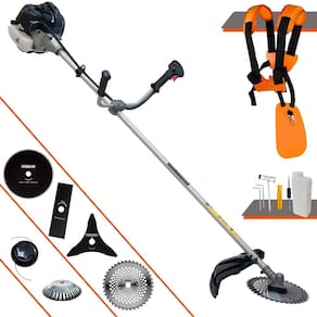 Roçadeira Aparador de Grama Anmax CG430B À Gasolina 43cc 1,7HP 12.000rpm Com Carretel + Kit 4 Lâminas de Cortes + Escova de Aço Para Pavers e Calçadas