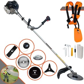 Roçadeira Lateral Anmax CG430-B À Gasolina 6 Em 1 Com Carretel Nylon + Lâmina 2 Pontas + Lâmina Vídea + Disco 80 Dentes + Escova de Aço 38 Cerdas