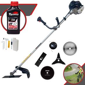 Roçadeira Lateral Anmax CG430B À Gasolina 43cc 1,7HP 12.000rpm Com Carretel de Nylon + Kit 4 Lâminas de Corte + ÓLEO TOYAMA FG50 2 Tempos