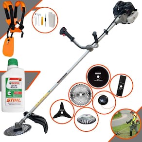 Roçadeira Podador de Grama Anmax CG430B À Gasolina 43cc 1,7HP Com 6 Opções de Cortes, Carretel + Kit 4 Facas + Escova de Aço Circular + ÓLEO STIHL 2T