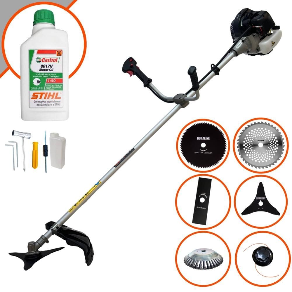 Máquina de Cortar Grama Multifuncional Anmax CG430B À Gasolina 43cc 1,7HP de Potência 12.000rpm Motor 2T Roçadeira Completa 6 Em 1 + ÓLEO STIHL 8017