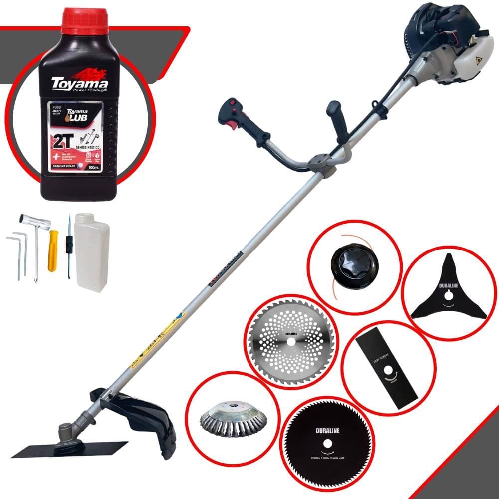 Roçadeira Cortador de Grama À Gasolina Anmax CG430-B 43cc 1,7HP 12.000rpm Completo Com Kit 4 Lâminas + Carretel + Escova de Aço + ÓLEO TOYAMA 2T