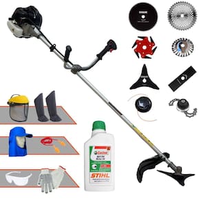Roçadeira Profissional Anmax CG430B À Gasolina 43cc 1,7HP de Potência Alta Rotação Com Carretel de Nylon + Kit 7 Opções de Cortes + EPI + ÓLEO STIHL