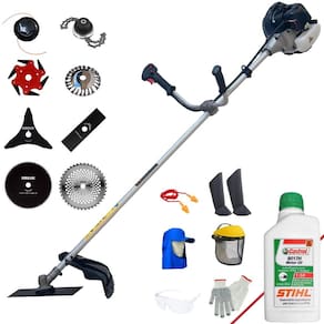 Podador de Grama Anmax CG430B 43cc 1,7HP + Facas 2 Pontas, 3 Pontas, 6 Pontas, 40 Dentes, 80 Dentes, Trimmer, Carretel, Escova + EPI + ÓLEO STIHL 2T