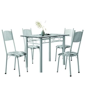 Conjunto De Mesa Sala de Jantar Sara Com 4 Cadeiras Tubular Granito 1,20m Artefamol