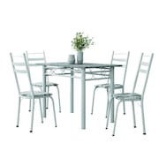 Conjunto De Mesa Sala de Jantar Com 4 Cadeiras Leia Tubular Granito 1,20m Artefamol